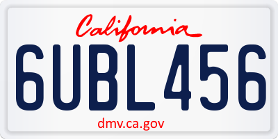 CA license plate 6UBL456