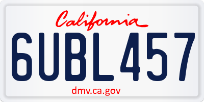 CA license plate 6UBL457