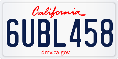 CA license plate 6UBL458