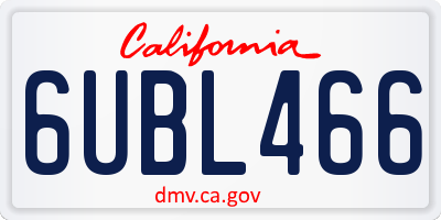 CA license plate 6UBL466