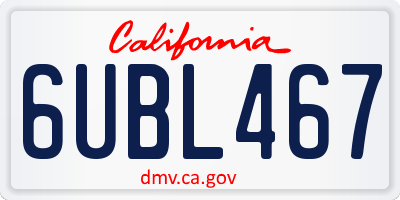CA license plate 6UBL467