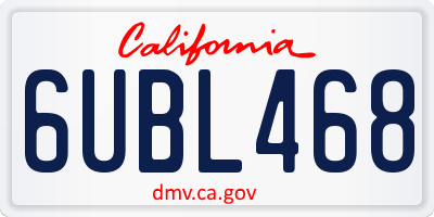 CA license plate 6UBL468