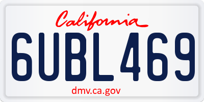 CA license plate 6UBL469