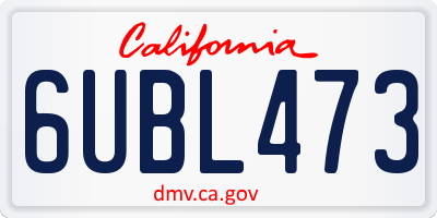 CA license plate 6UBL473