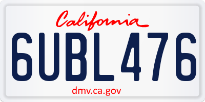 CA license plate 6UBL476