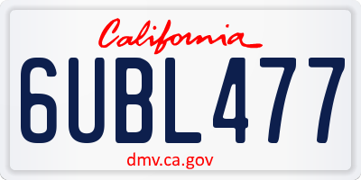 CA license plate 6UBL477