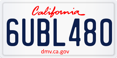 CA license plate 6UBL480