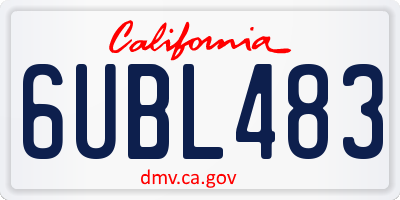 CA license plate 6UBL483