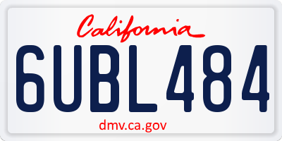 CA license plate 6UBL484