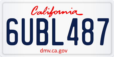 CA license plate 6UBL487
