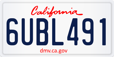 CA license plate 6UBL491