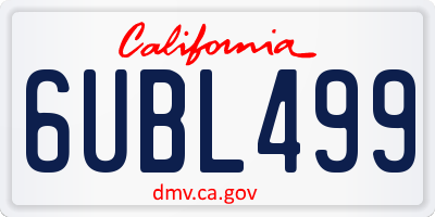 CA license plate 6UBL499