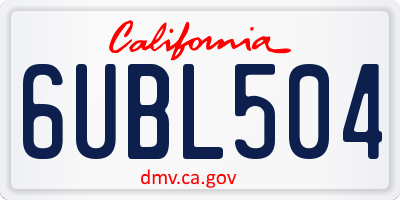 CA license plate 6UBL504