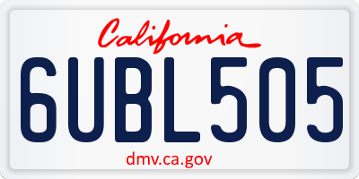 CA license plate 6UBL505