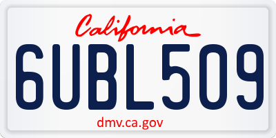 CA license plate 6UBL509