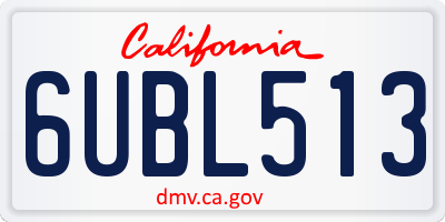 CA license plate 6UBL513