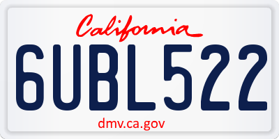 CA license plate 6UBL522