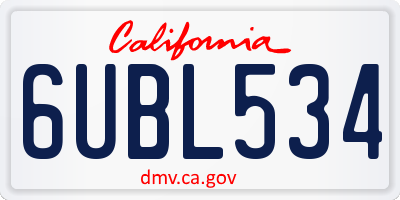 CA license plate 6UBL534