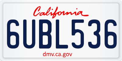 CA license plate 6UBL536