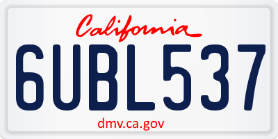 CA license plate 6UBL537