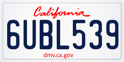 CA license plate 6UBL539