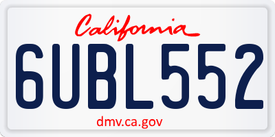 CA license plate 6UBL552