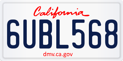 CA license plate 6UBL568