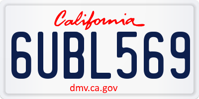 CA license plate 6UBL569