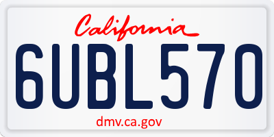 CA license plate 6UBL570