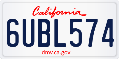 CA license plate 6UBL574