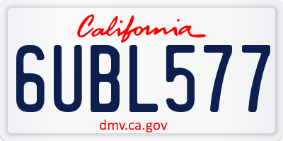 CA license plate 6UBL577