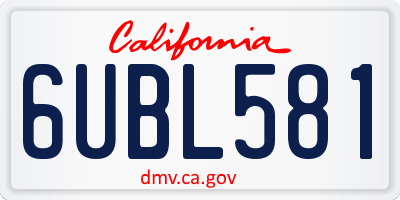 CA license plate 6UBL581