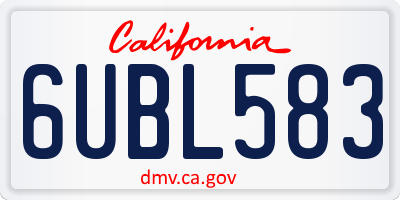 CA license plate 6UBL583