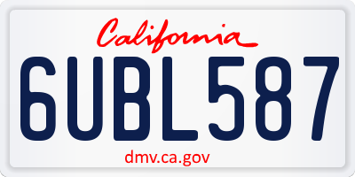 CA license plate 6UBL587