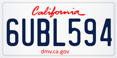 CA license plate 6UBL594