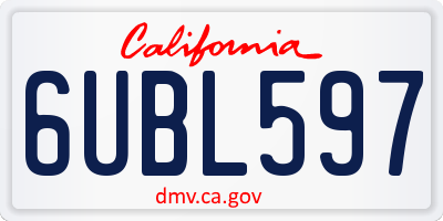 CA license plate 6UBL597