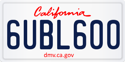 CA license plate 6UBL600