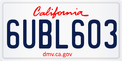 CA license plate 6UBL603