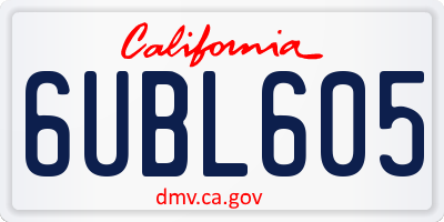 CA license plate 6UBL605
