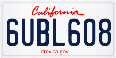 CA license plate 6UBL608