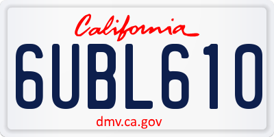 CA license plate 6UBL610