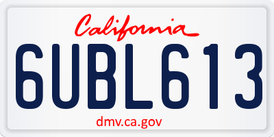 CA license plate 6UBL613
