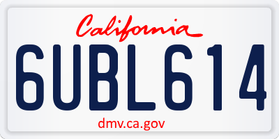 CA license plate 6UBL614