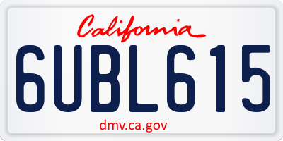 CA license plate 6UBL615