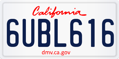 CA license plate 6UBL616