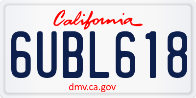 CA license plate 6UBL618