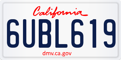 CA license plate 6UBL619
