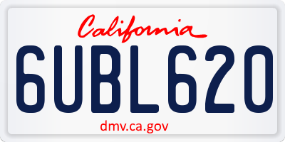 CA license plate 6UBL620