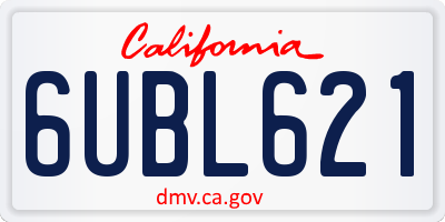 CA license plate 6UBL621