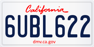 CA license plate 6UBL622